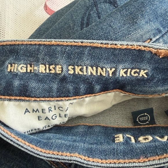 AE American Eagle high rise skinny kick bootcut jeans size 14 short - Picture 5 of 8